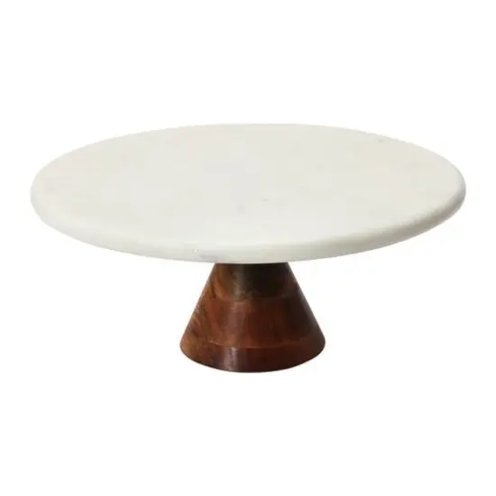 Hello Honey&reg; 12" Marble Pedestal with Wood Base Stand {1}