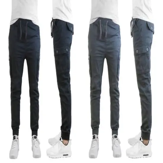 Galaxy by Harvic Slim Fit Cotton Stretch Twill Men's Cargo Joggers 2 Pack Black/Grey {1}