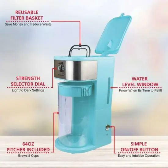 Brentwood 64oz. Blue Iced Tea and Coffee Maker {10}