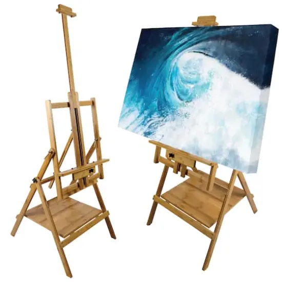 Pacific Arc Convertible Watercolor Bamboo Studio Easel with Storage Shelf {3}