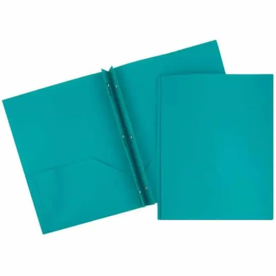 JAM Paper Plastic 2 Pocket POP Folders with Clasps, 12ct. Teal {1}