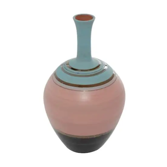 Pink Ceramic Contemporary Vase 15" x 9" x 9" {3}
