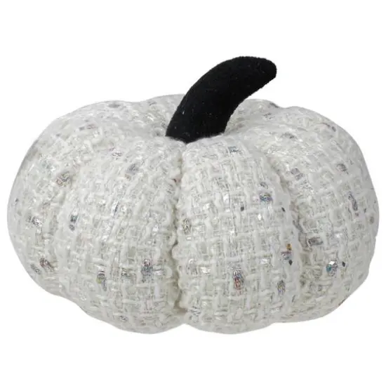 5" Ivory Knitted Fall Harvest Tabletop Pumpkin {5}