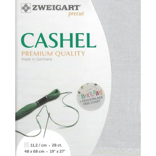 Zweigart&reg; Cashel Precut 28 Count Premium Fabric, 19" x 27" Pearl Gray {1}