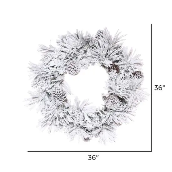 36" Flocked Atka Christmas Wreath {3}
