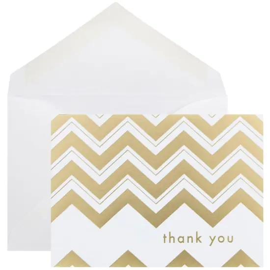 JAM Paper 3.5" x 4.875" Gold Chevron Stripe Thank You Cards & Envelopes, 10ct. {1}