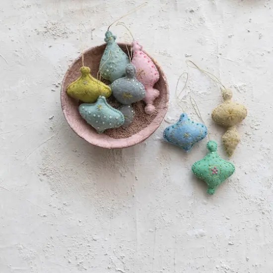 Hello Honey&reg; 8 Pack Mixed Embroidered Pastel Felt Ornaments {3}