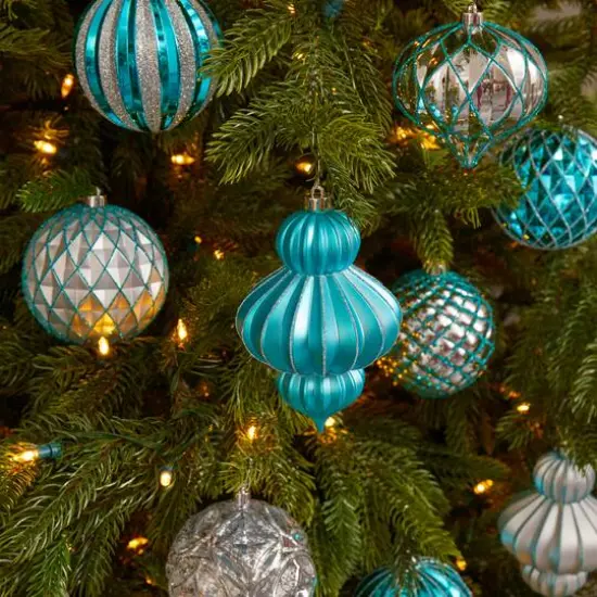 12ct. 4" Blue & Silver Shatterproof Luxe Ornament Set {6}