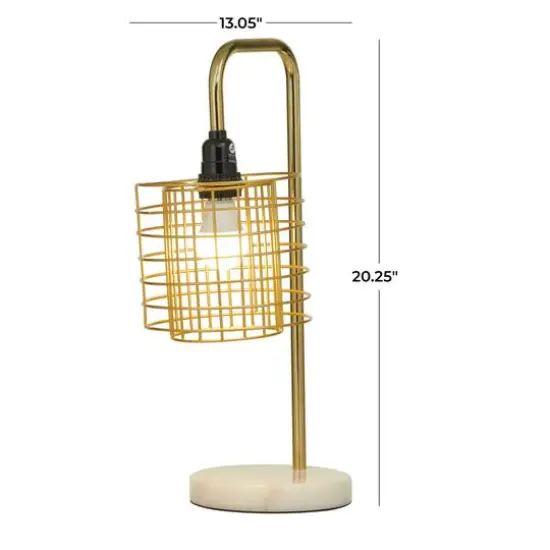 Gold Metal Industrial Table Lamp, 9" x 13" x 20" {9}