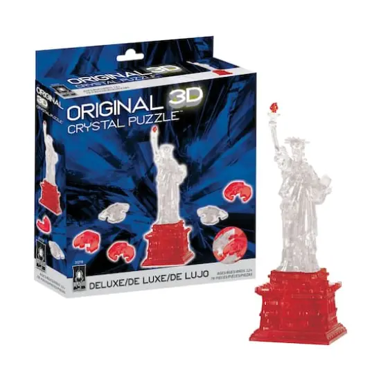 3D Crystal Puzzle - Statue of Liberty (Clear/Red): 78 Pcs {5}