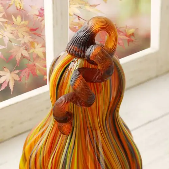 Glitzhome&reg; 8.5" Multi Striped Glass Gourd {11}