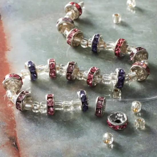 Purple & Pink Rhinestone Rondel Beads, 8mm by Bead Landing&trade; {3}