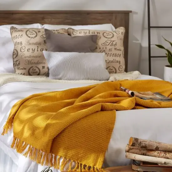 DII&reg; Honey Gold Solid Ribbed Throw {8}