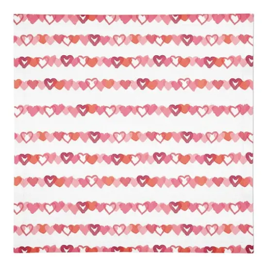 Watercolor Heart Stripes 10" x 10" Cotton Twill Napkin {1}