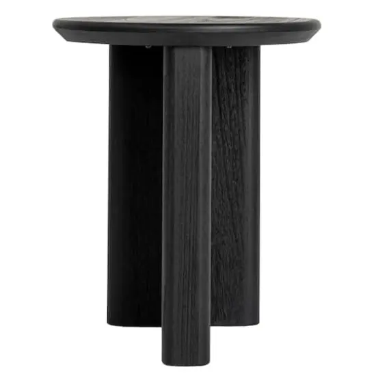 Hello Honey&reg; Black Asymmetrical Fir Wood Round End Table {5}
