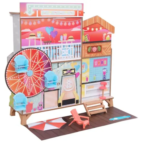 KidKraft Ferris Wheel Fun Beach House Wooden 360-Play Dollhouse {1}