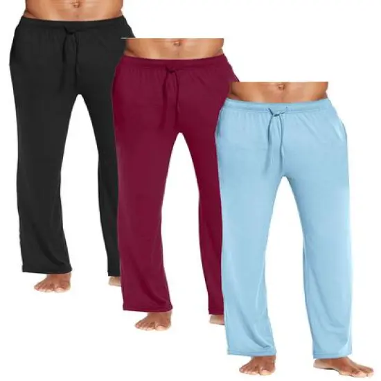 Galaxy by Harvic Men's Classic Lounge Pants 3 Pack Black/Burgundy/Blue {1}