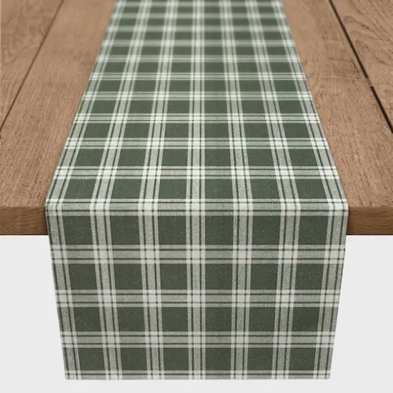 72" Plaid Hunter Green Cotton Twill Table Runner {3}