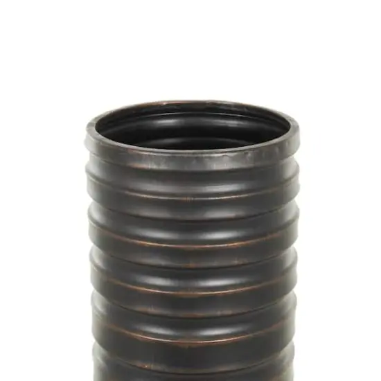 Bronze Ribbed Tall Cone Floor Vase with Horizontal Grooves Set {5}
