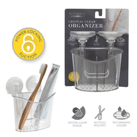 Bath Bliss Clear 2 Compartment Power Locking Suction Caddy {5}