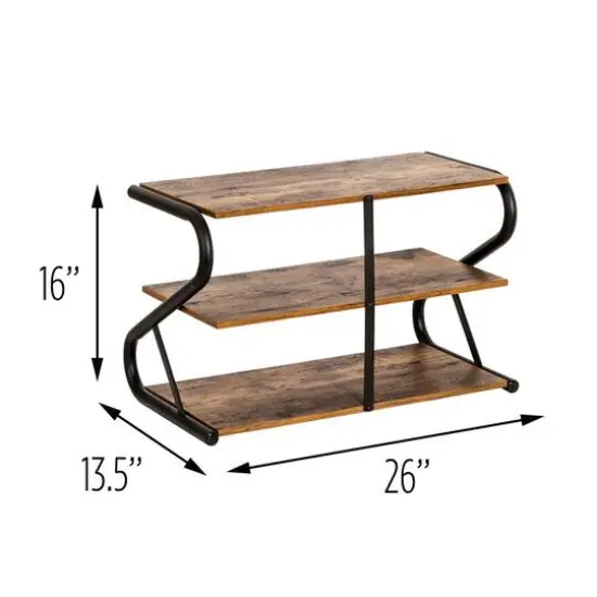 Honey Can Do 3-Shelf Z-Frame Wooden Shoe Rack With Matte Black Metal {6}