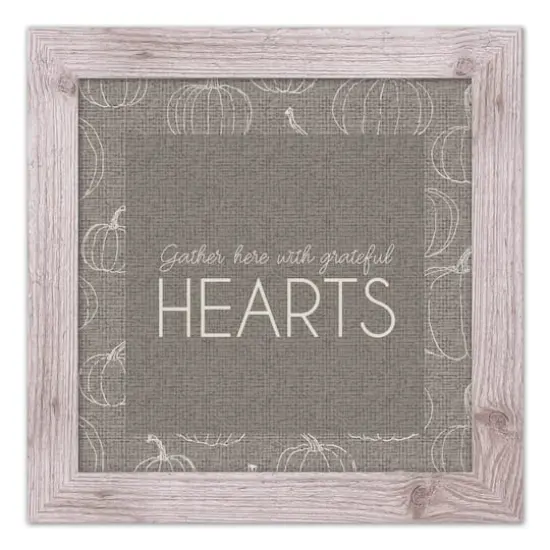 Gray Grateful Hearts Print in Western White Frame {1}