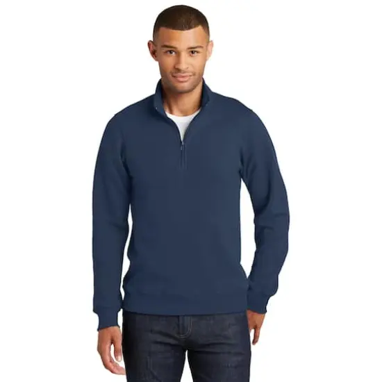 Port & Company&reg; Fan Favorite&trade; Fleece 1/4 Zip Pullover Adult Sweatshirt Team Navy {4}