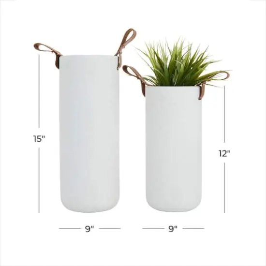 CosmoLiving by Cosmopolitan White Stoneware Contemporary Vase, 15" x 12" {7}