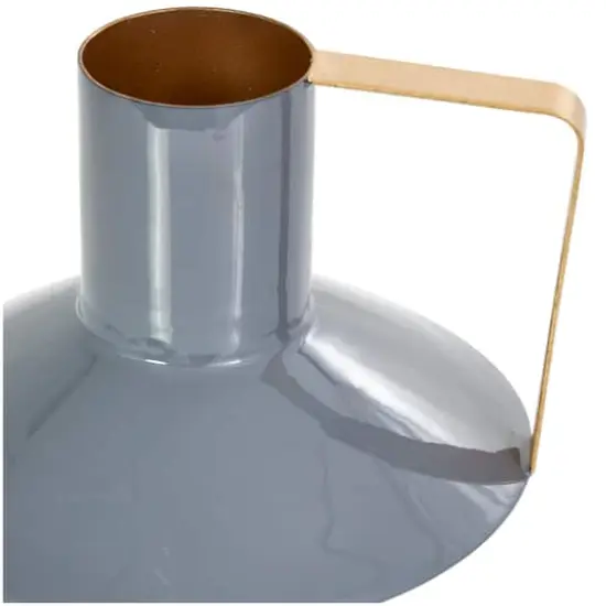 CosmoLiving by Cosmopolitan Blue Metal Abstract Enameled Vase with Geometric Gold Handle Set {11}