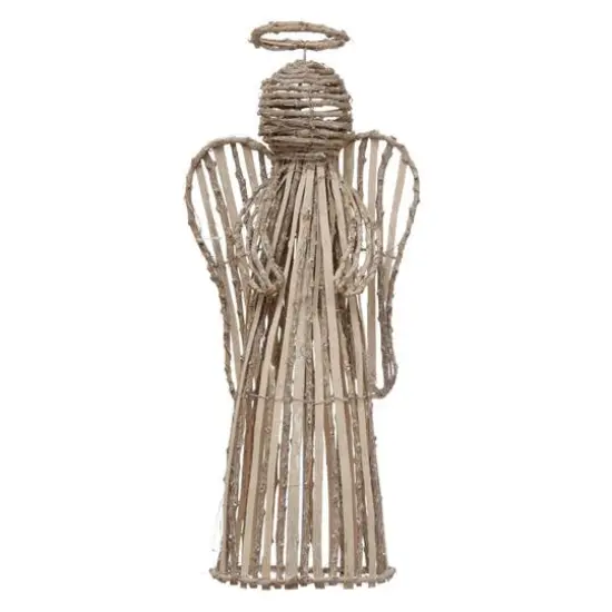 Hello Honey&reg; 22" White Washed Handwoven Rattan Decorative Angel {1}