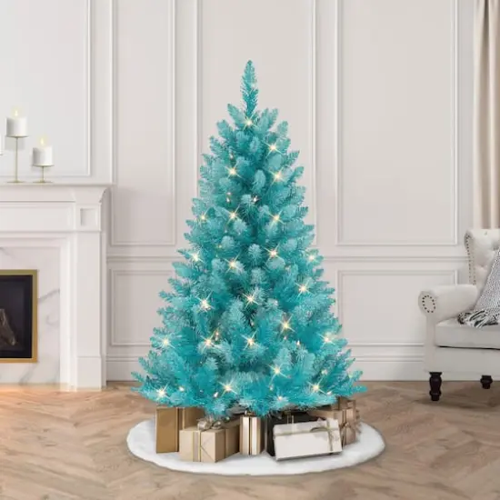 4ft. Pre-Lit Fashion Teal Artificial Christmas Tree, Clear Lights {5}