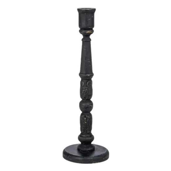 Hello Honey&reg; Round Black Wood Taper Candle Holder Set {5}