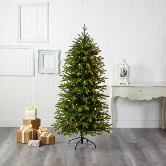 6ft. Pre-Lit Belgium Fir Artificial Christmas Tree, Clear LED Lights {3}