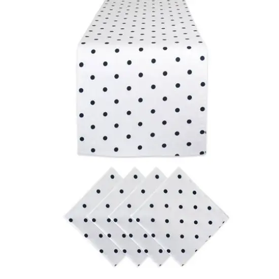 DII&reg; Polka Dot Table Runner & Napkins Set Navy {2}