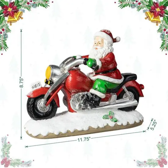 Glitzhome&reg; 11.75" Santa with Motorcycle Table D&eacute;cor {9}