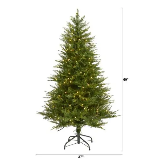 5ft. Pre-Lit Wisconsin Fir Artificial Christmas Tree, Clear LED Lights {6}