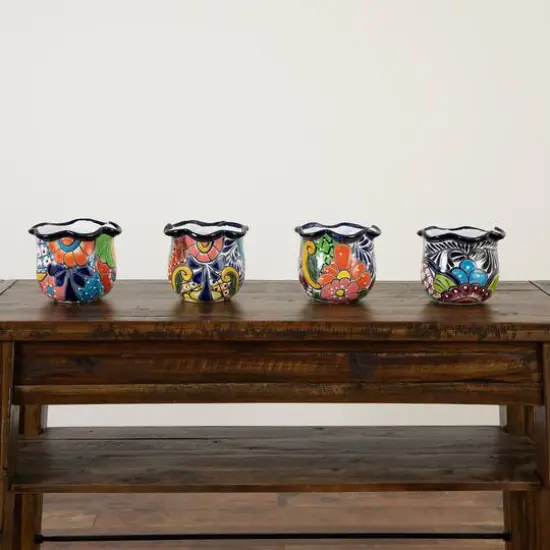 7" Handmade Mexican Talavera Ceramic Planter {10}