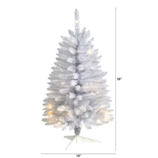 3ft. Pre-Lit White Artificial Christmas Tree, Warm White LED Lights {8}