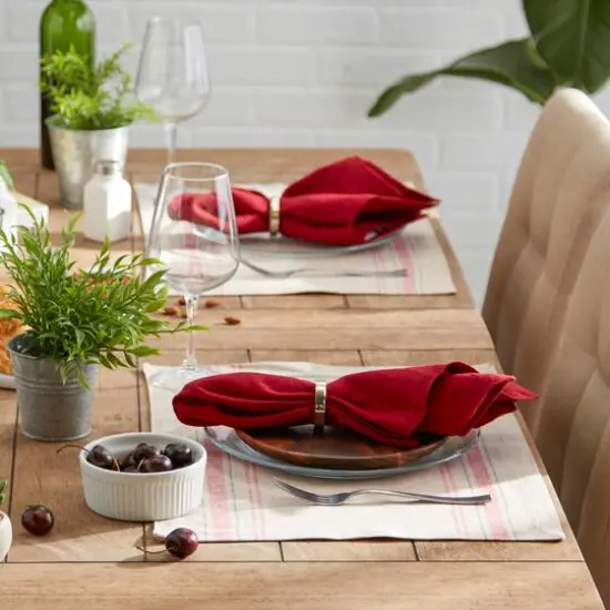 DII&reg; French Stripe Placemats, 6ct. Tango Red {4}