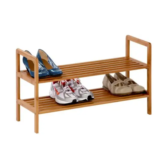 Honey Can Do 2-Tier Bamboo Shoe Rack {1}