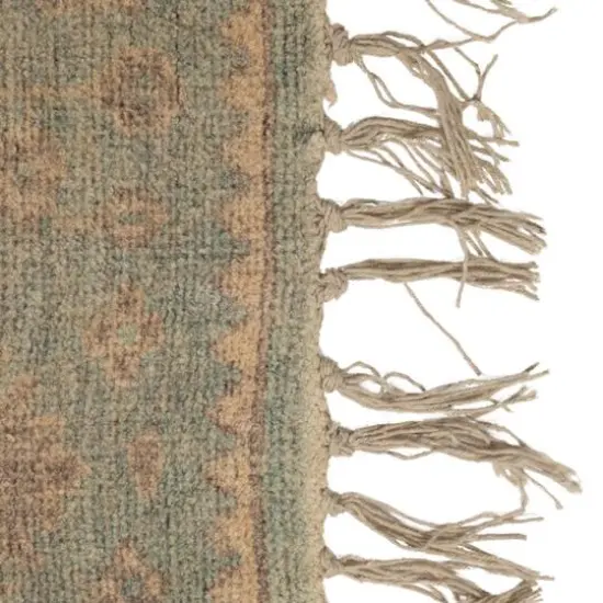 Hello Honey&reg; 4ft. x 6ft. Blue & Cream Cotton Chenille Distressed Print Rug with Fringe {5}