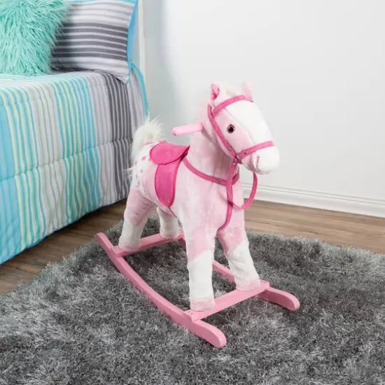 Toy Time Pink Plush Rocking Horse {5}
