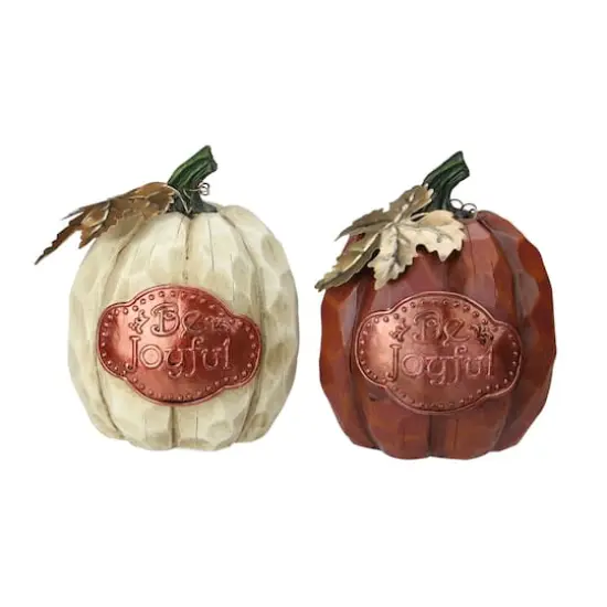 8" Be Joyful Pumpkin Tabletop D&eacute;cor Set {1}