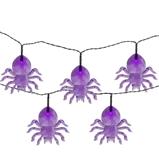 10ct. Purple LED Spider Halloween Lights {1}
