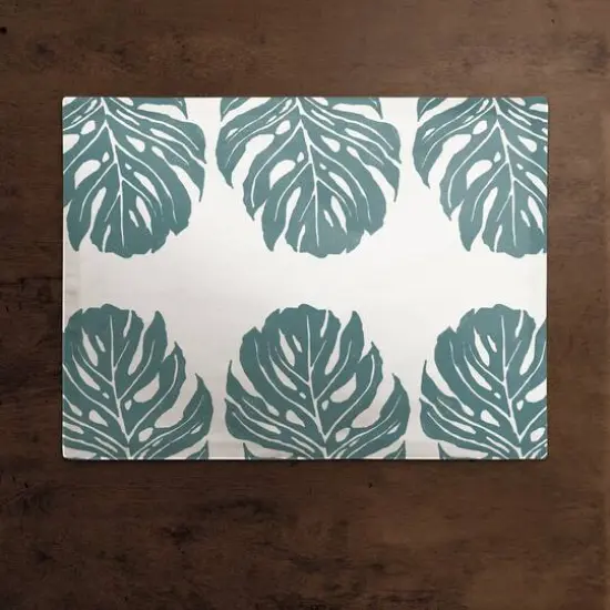 Three Leaf Monstera 18" x 14" Cotton Twill Placemat {3}