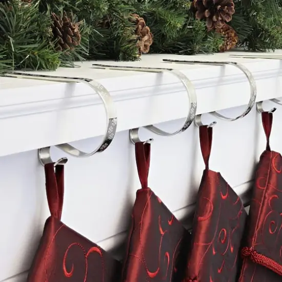 Original MantleClip&reg; Silver with White Snowflakes Stocking Holders, 4ct. {3}