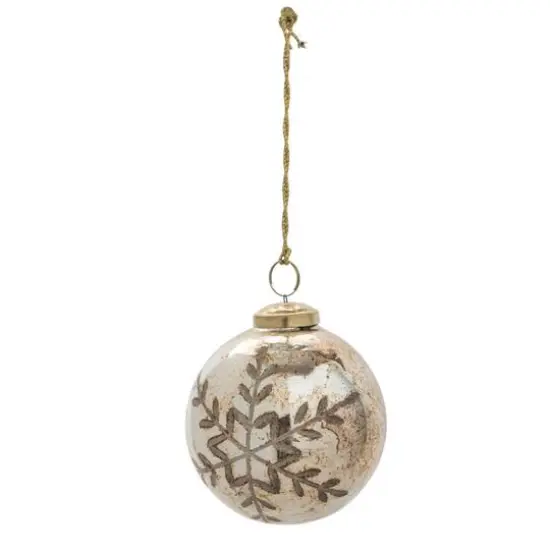 Hello Honey&reg; 4" Antique Copper Etched Snowflake Glass Ball Ornament {1}