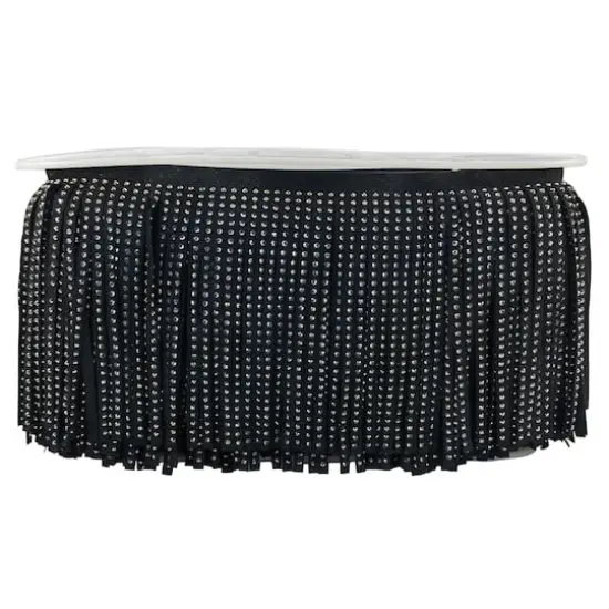 5.5" Faux Leather Rhinestone Fringe Trim by Celebrate It&reg; Black {4}