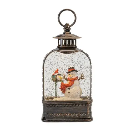 9.75" LED Snow Globe with Snowman & Cardinals {1}