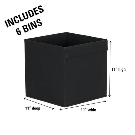 Household Essentials 11" Storage Cubes with Lip Handles, 6ct. Black {4}